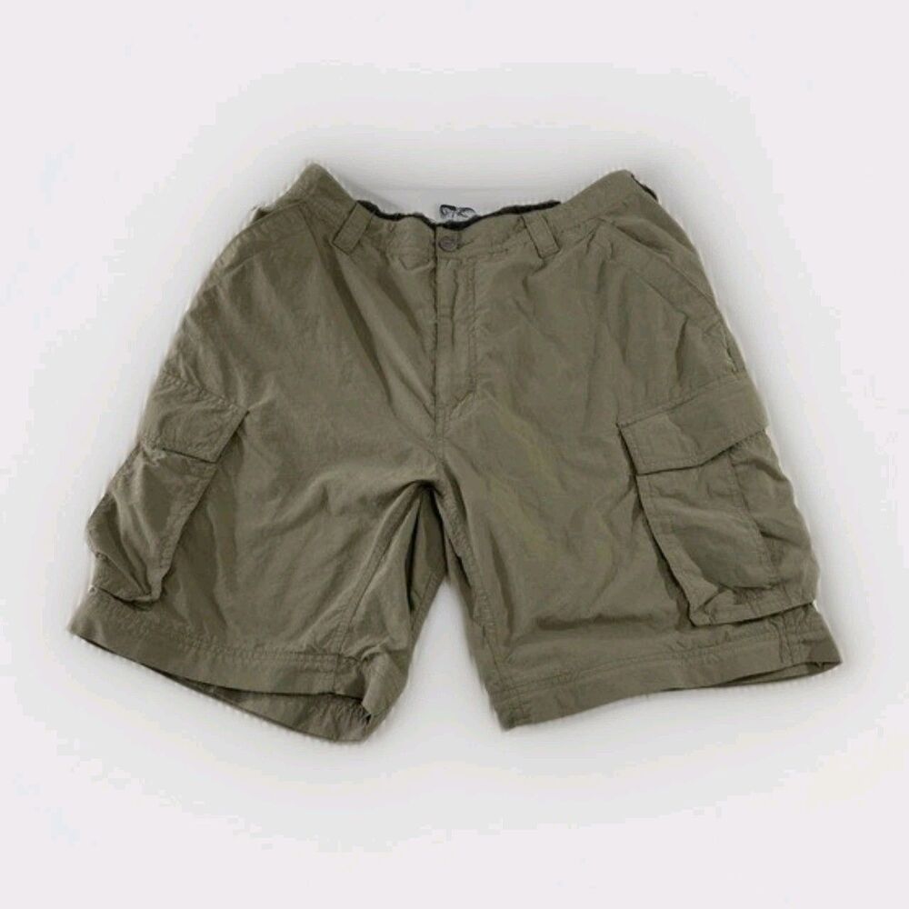 REI Mens Cargo Hiking Shorts Green L Nylon Lightweight Outdoor Casual Utility